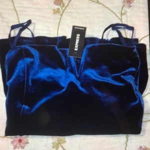 Express royal blue velvet v-wire peplum cami